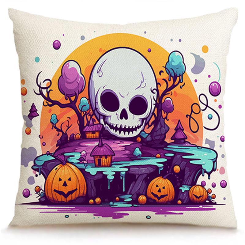 Wholesale Skull Pumpkin Linen Halloween Party Living Room Decoration Pillowcase